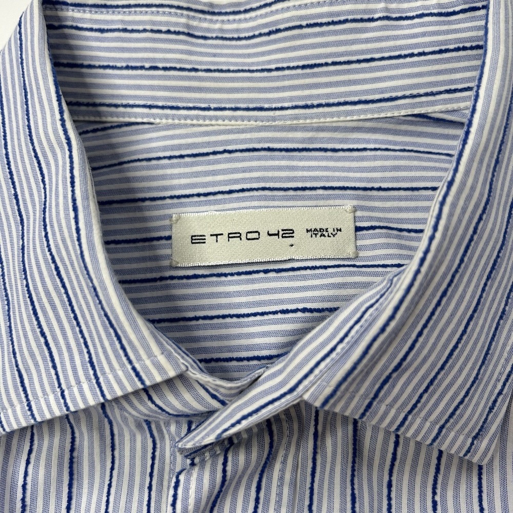Etro Milano Dress Shirt Men's EUR 42 16 Button Up Long Sleeve Textured Large